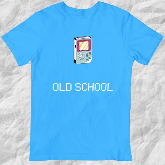 Old School T-Shirt, 90s T-Shirt, Custom Tee, Gaming Shirt, Gildan, Light Blue - Picture 1 of 10